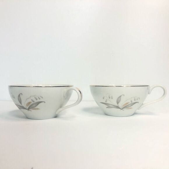 kaysons fine china golden rhapsody teacups set of 2 vintage 1961 bellflower gold - Picture 5 of 7